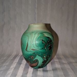 Gorgeous Green and Brown Swirled Vase